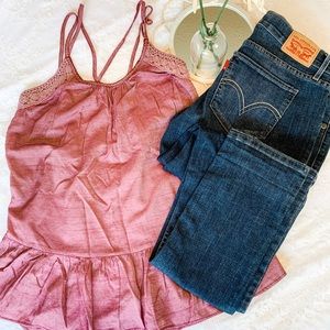 Purple Peplum Tank Top